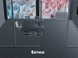 office with table and chairs low-poly 3D Model