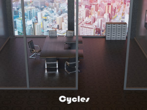 office with table and chairs low-poly 3D Model