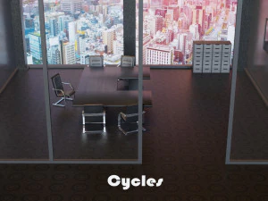 office with table and chairs low-poly 3D Model