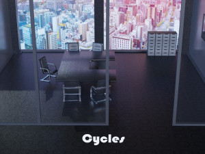 office with table and chairs low-poly 3D Model