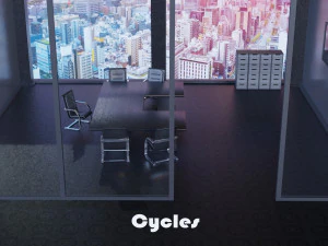 office with table and chairs low-poly 3D Model