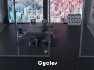 office with table and chairs low-poly 3D Model
