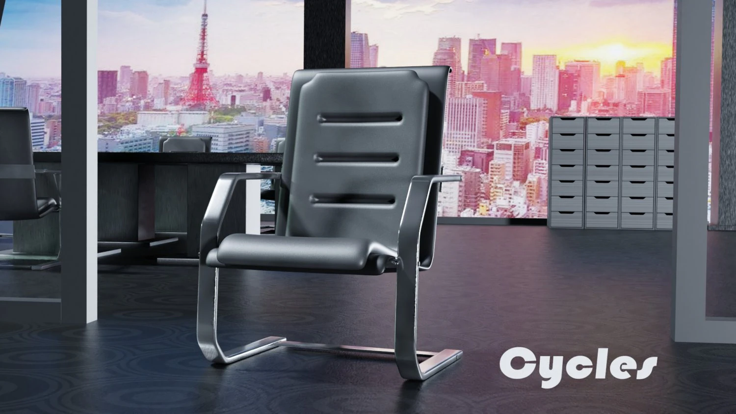 office with table and chairs low-poly 3D Model .c4d .max .obj .3ds .fbx .stl .blend 