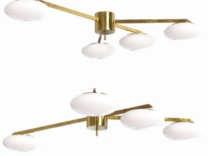 Ceiling Lamp by Angelo Lelli Style 4 Opalines Chandelier Mila GU106 3D Model