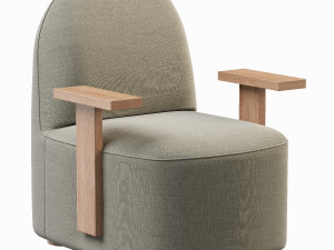 Karimoku New Standard Polar Lounge Chair with Arms PURE OAK Modelo 3D