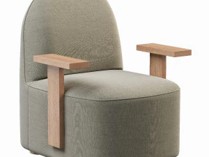 Karimoku New Standard Polar Lounge Chair with Arms PURE OAK 3D Model