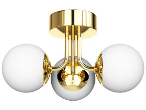 AFX メトロポリタン 15 幅 真鍮 3 灯 LED オーブ ライト 天井器具 3Dモデル