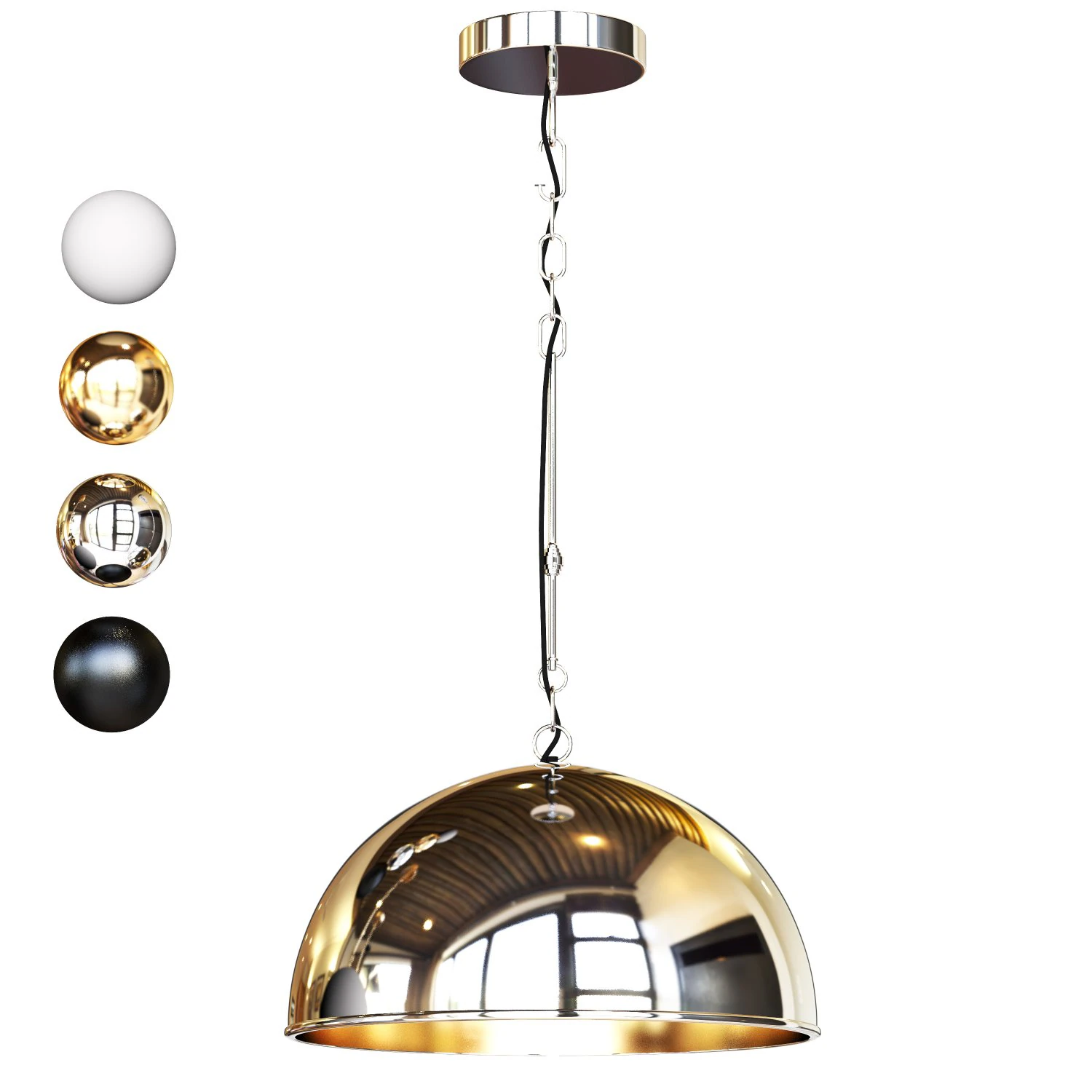 Watley Dome Pendant 3D Model .c4d .max .obj .3ds .fbx .stl .blend 
