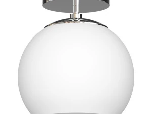 Wide Semi Flush Mount with Glass Shade in Brass White Milk 3D Model