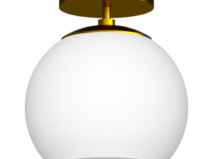 Wide Semi Flush Mount with Glass Shade in Brass White Milk Model 3D