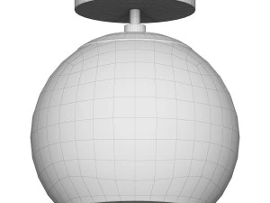 Wide Semi Flush Mount with Glass Shade in Brass White Milk 3D Model