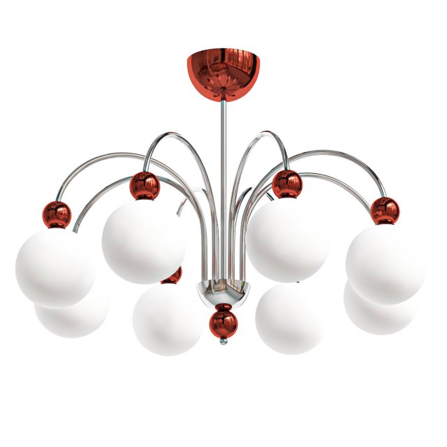 Modern Globe Chandelier with White Glass Shade and Adjustable Hanging Length for Residential Use Modèle 3D .c4d .max .obj .3ds .fbx .stl .blend 