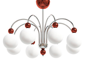 Modern Globe Chandelier with White Glass Shade and Adjustable Hanging Length for Residential Use 3D-Modell