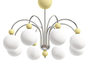 Modern Globe Chandelier with White Glass Shade and Adjustable Hanging Length for Residential Use Modèle 3D