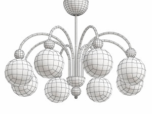 Modern Globe Chandelier with White Glass Shade and Adjustable Hanging Length for Residential Use Modèle 3D