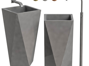 Contemporary Bathroom Sink with Pop-Up Drain Metal Rectangular Pedestal Sink 3Dモデル