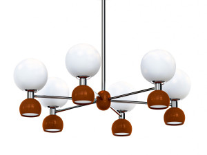 Modern Metal Globe Chandelier with White Glass Shade and Adjustable Hanging Length 3D-Modell
