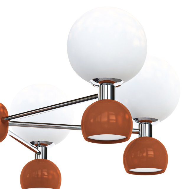Modern Metal Globe Chandelier with White Glass Shade and