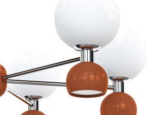 Modern Metal Globe Chandelier with White Glass Shade and Adjustable Hanging Length 3D Model