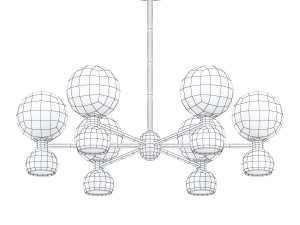 Modern Metal Globe Chandelier with White Glass Shade and Adjustable Hanging Length 3D Model
