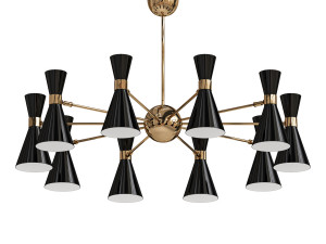 Ceiling chandelier with rotating shades 6 shades White 3D Model