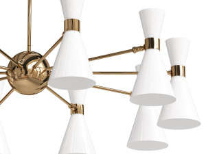 Ceiling chandelier with rotating shades 6 shades White Modèle 3D