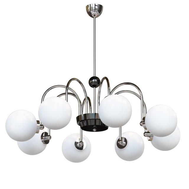 Modern Chrome Chandelier with White Glass Shade and Adjustable Hanging Length 3D 模型 .c4d .max .obj .3ds .fbx .stl .blend 