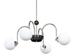 Modern Chrome Chandelier with White Glass Shade and Adjustable Hanging Length 3D Model