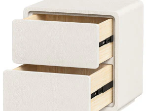 Modern Wood Nightstand with 2 Drawers Small and Stylish Bedroom Storage 3D Model