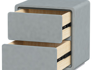 Modern Wood Nightstand with 2 Drawers Small and Stylish Bedroom Storage 3D Model