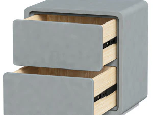 Modern Wood Nightstand with 2 Drawers Small and Stylish Bedroom Storage 3D Model