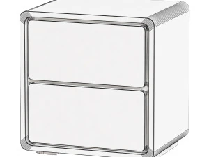 Modern Wood Nightstand with 2 Drawers Small and Stylish Bedroom Storage 3D Model