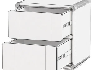 Modern Wood Nightstand with 2 Drawers Small and Stylish Bedroom Storage 3D Model