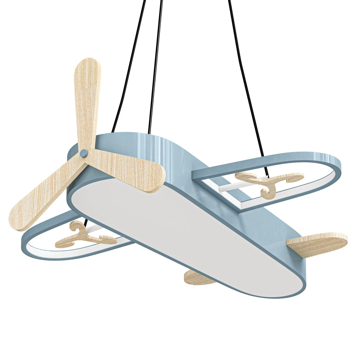 L&acirc;mpada suspensa em formato de avi&atilde;o infantil lustre acr&iacute;lico para quarto LED Modelo 3D .c4d .max .obj .3ds .fbx .stl .blend 