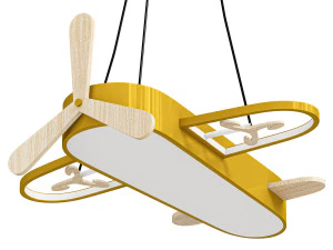 L&acirc;mpada suspensa em formato de avi&atilde;o infantil lustre acr&iacute;lico para quarto LED Modelo 3D