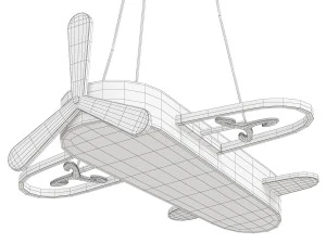 L&acirc;mpada suspensa em formato de avi&atilde;o infantil lustre acr&iacute;lico para quarto LED Modelo 3D