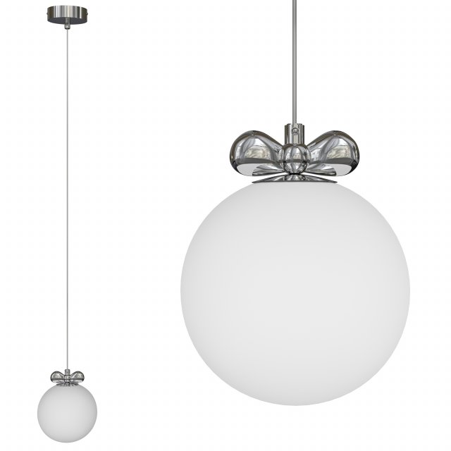 Modern Silver Pendant Light with Adjustable Hanging Length and White Glass Shade 3D Model .c4d .max .obj .3ds .fbx .stl .blend