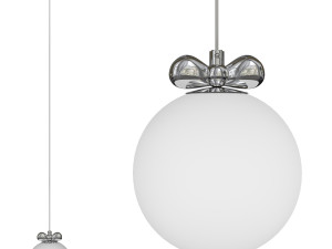 Modern Silver Pendant Light with Adjustable Hanging Length and White Glass Shade 3D Model