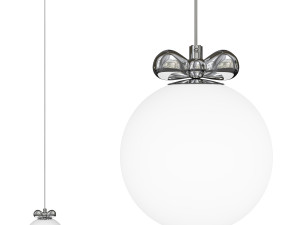Modern Silver Pendant Light with Adjustable Hanging Length and White Glass Shade Modelo 3D
