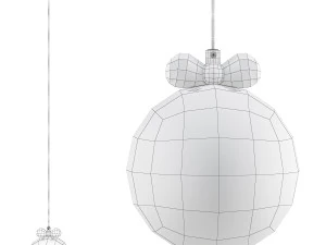 Nowoczesna srebrna lampa wisząca z regulowaną długością zawieszenia i białym szklanym kloszem Model 3D