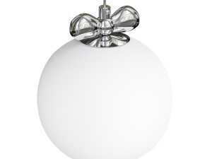 Modern Silver Pendant Light with Adjustable Hanging Length and White Glass Shade Modelo 3D