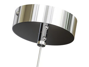 Nowoczesna srebrna lampa wisząca z regulowaną długością zawieszenia i białym szklanym kloszem Model 3D