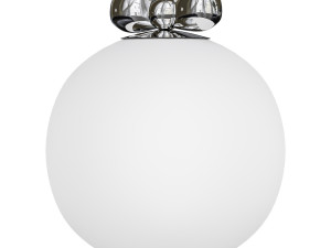 Modern Silver Pendant Light with Adjustable Hanging Length and White Glass Shade Modelo 3D