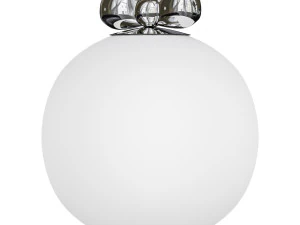 Nowoczesna srebrna lampa wisząca z regulowaną długością zawieszenia i białym szklanym kloszem Model 3D