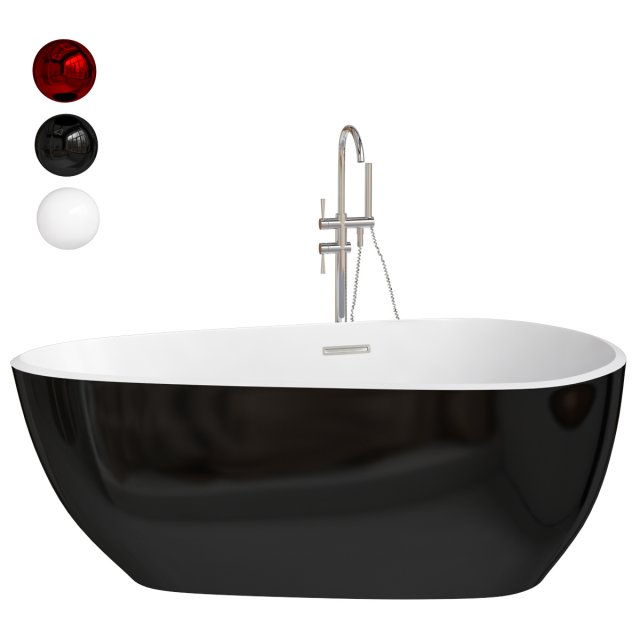 Elegant Modern Oval Freestanding Acrylic Bathtub with Soaking Function and Convenient Drain Assembly 3D मॉडल .c4d .max .obj .3ds .fbx .stl .blend 