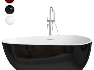 Elegant Modern Oval Freestanding Acrylic Bathtub with Soaking Function and Convenient Drain Assembly Modelo 3D
