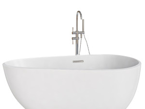 Elegant Modern Oval Freestanding Acrylic Bathtub with Soaking Function and Convenient Drain Assembly 3D मॉडल