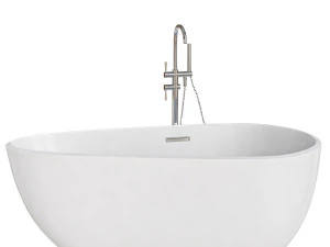 Elegant Modern Oval Freestanding Acrylic Bathtub with Soaking Function and Convenient Drain Assembly 3D Model