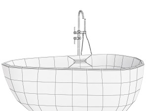 Elegant Modern Oval Freestanding Acrylic Bathtub with Soaking Function and Convenient Drain Assembly 3D मॉडल