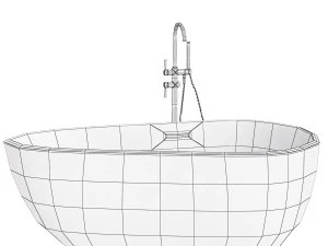 Elegant Modern Oval Freestanding Acrylic Bathtub with Soaking Function and Convenient Drain Assembly 3D Model